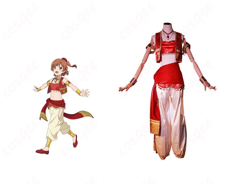 愛城華恋 コスプレ衣装 正面とキャラクターイメージの融合画像。忠実再現された華恋の魅力的な衣装をご覧ください。