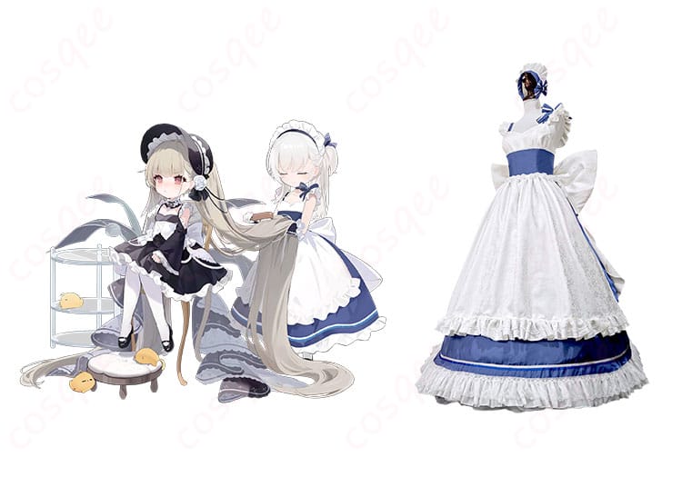アズールレーン ベルファスト コスプレ衣装 メイド服 正面とキャラクターの組み合わせ画像 - 高品質なデザイン、キャラクターの忠実再現