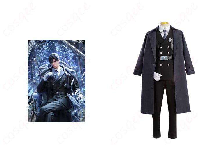 ゲーム『恋と深空』のキャラクター「レイ」とコスプレ衣装を合わせた画像。高忠実再現されたデザインが特徴です。