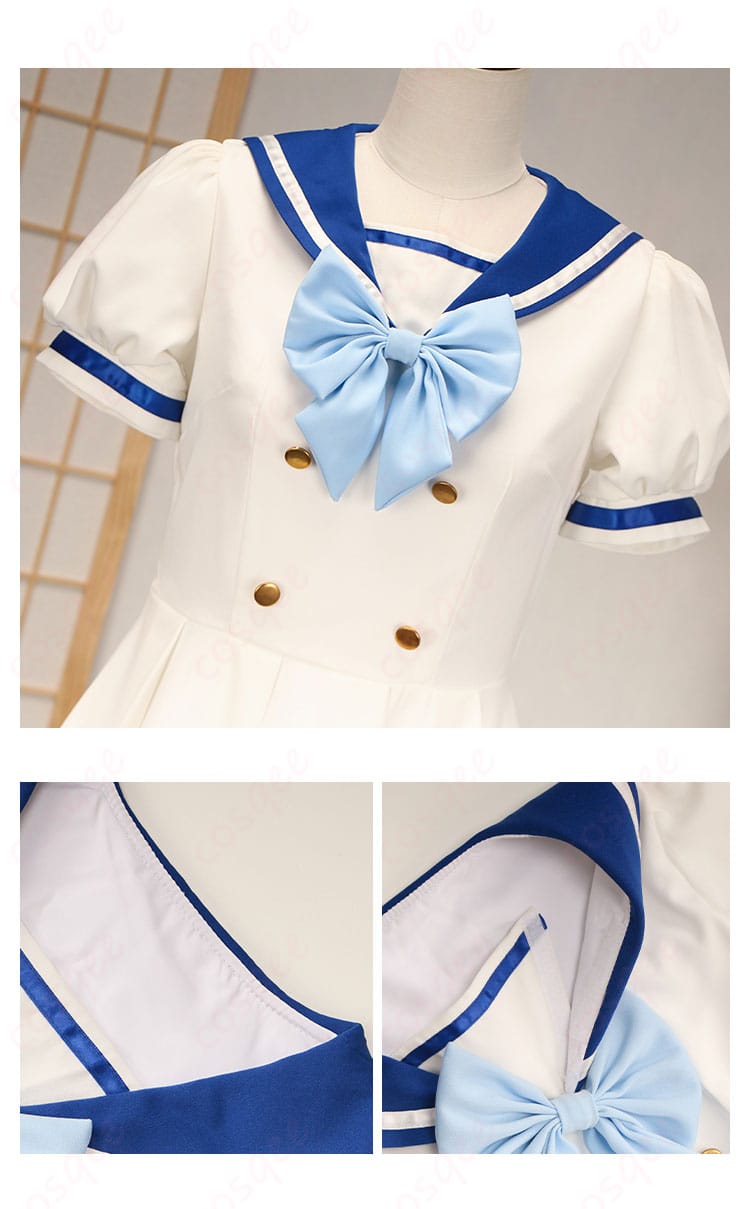 しゅごキャラ! 日奈森あむ コスプレ衣装 セーラー服の蝶結び装飾と领口の詳細。