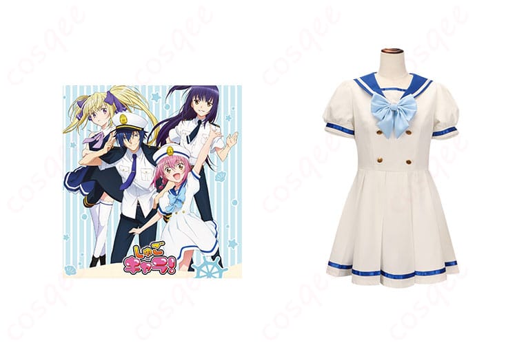 しゅごキャラ! 日奈森あむ コスプレ衣装 セーラー服の正面画像、キャラクターとの組み合わせ。