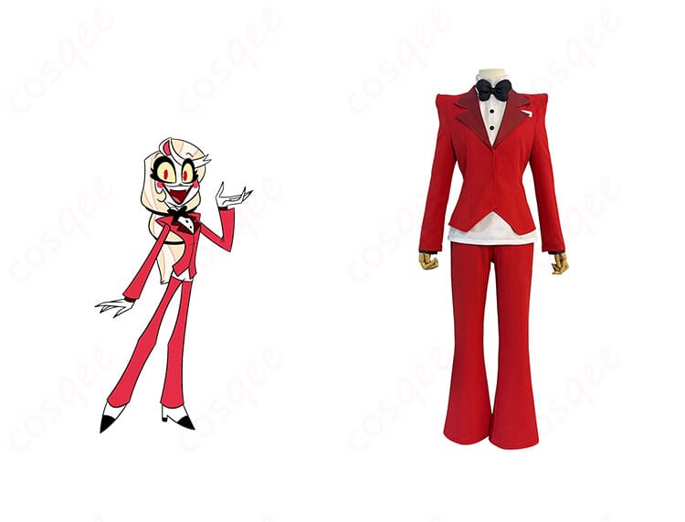 商品正面とキャラクター「チャーリー・モーニングスター」のコスプレ衣装。高品質な仕上がりで、忠実に再現されたデザイン。