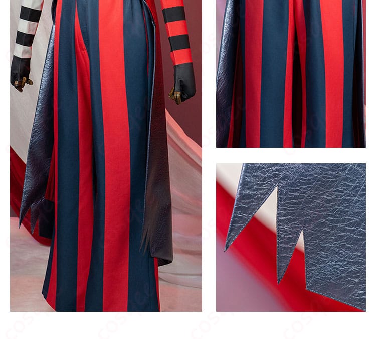 パンツ裾の装飾の詳細画像。ヴェルヴェットコスプレ衣装の足元のディテール。