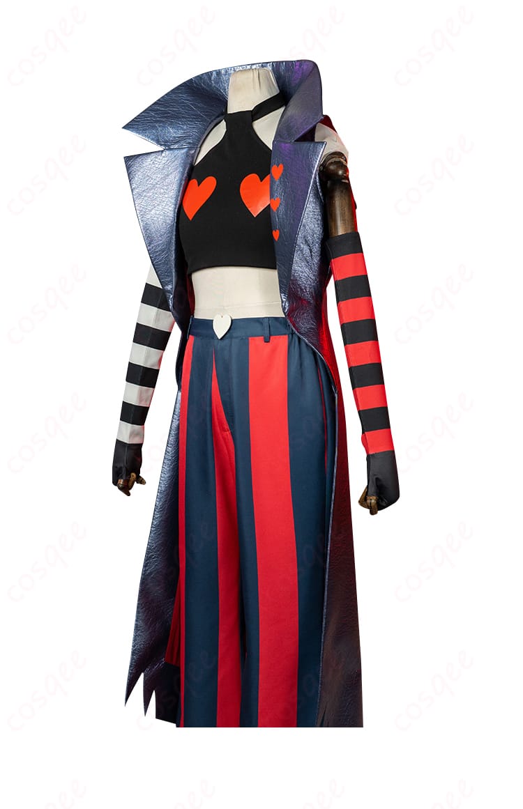 商品左側のコスプレ衣装画像。ヴェルヴェットコスプレ衣装の横からの視点。