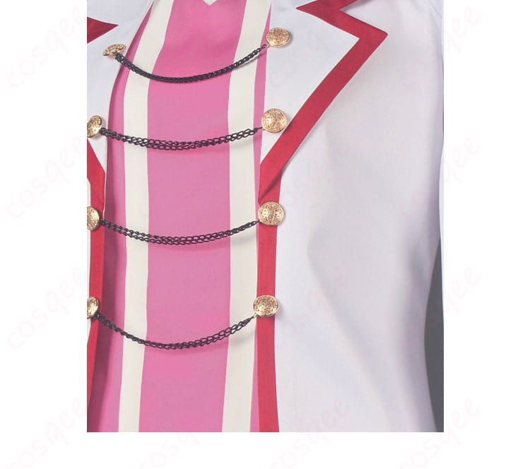 ハズビン・ホテル ルシファー コスプレ衣装の衣襟装飾のディテール。繊細な刺繍とデザイン。