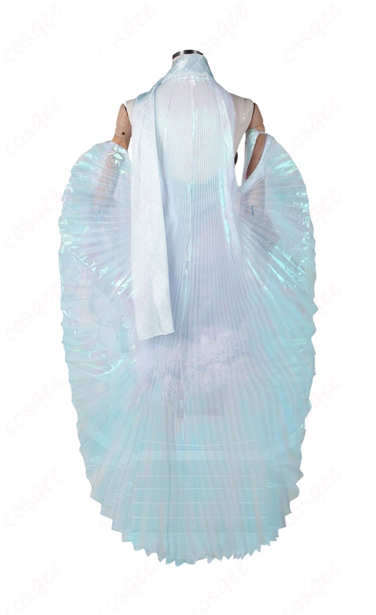 商品背面図。コスプレ衣装の背面のデザインを詳細に表示。キャラクターの背面の特徴を忠実に再現しています。