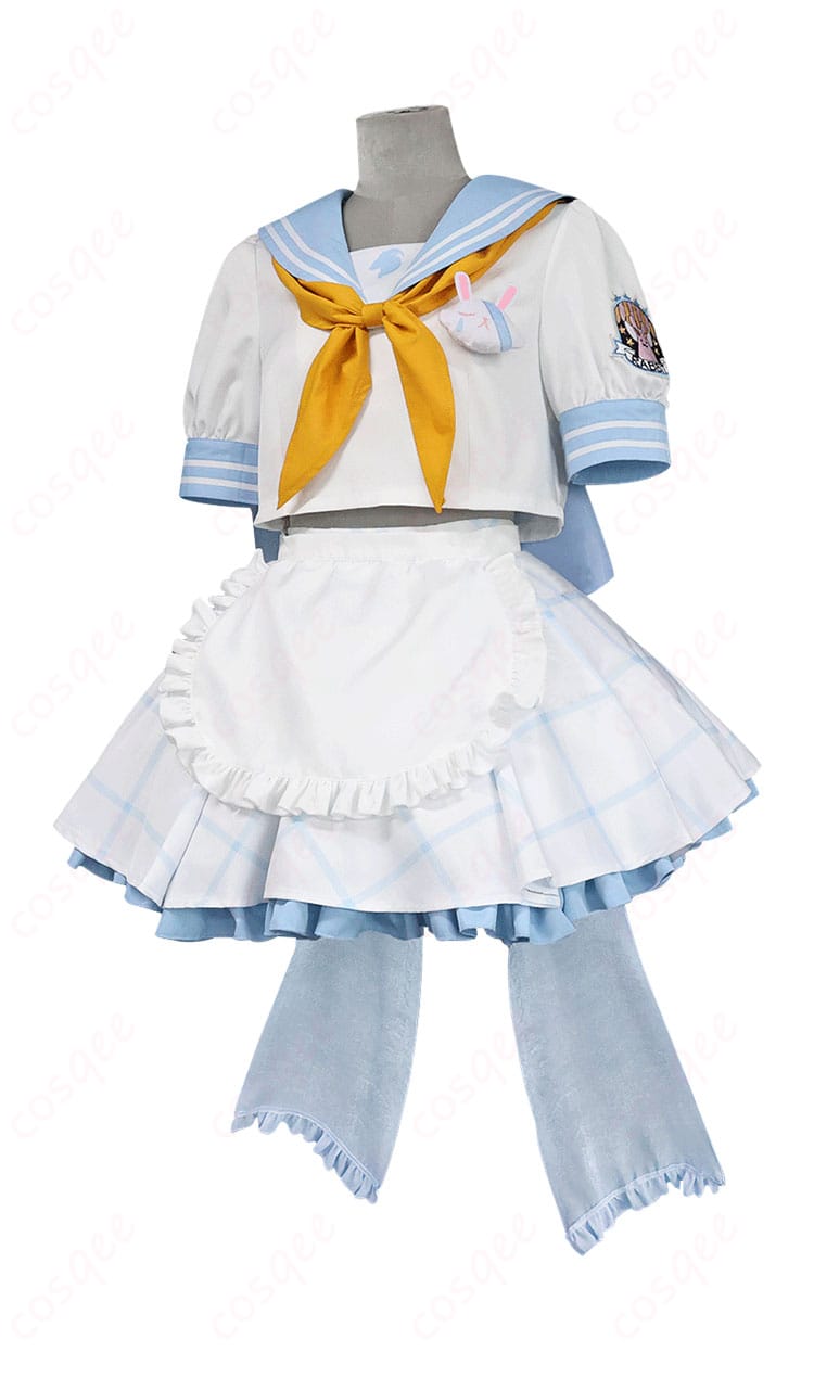 商品正面のコスプレ衣装。ブルーアーカイブ霞沢ミユのセーラー服。高品質な仕上がりでリアルな再現。