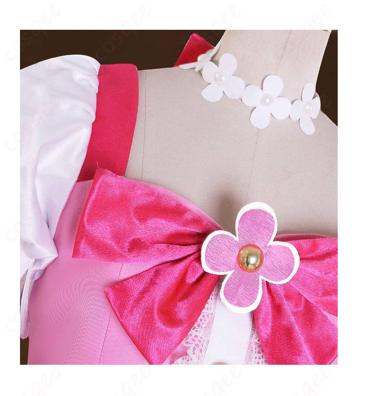 Go!プリンセスプリキュア キュアフローラ コスプレ衣装 颈饰と衣领の蝶結びのディテール。細部までこだわったデザインが美しいです。