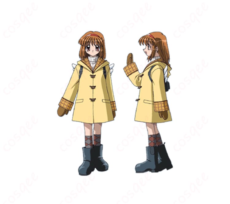 Kanonのキャラクターコスプレ衣装を着た月宮あゆの詳細画像。高品質で忠実再現されたコスプレ衣装。