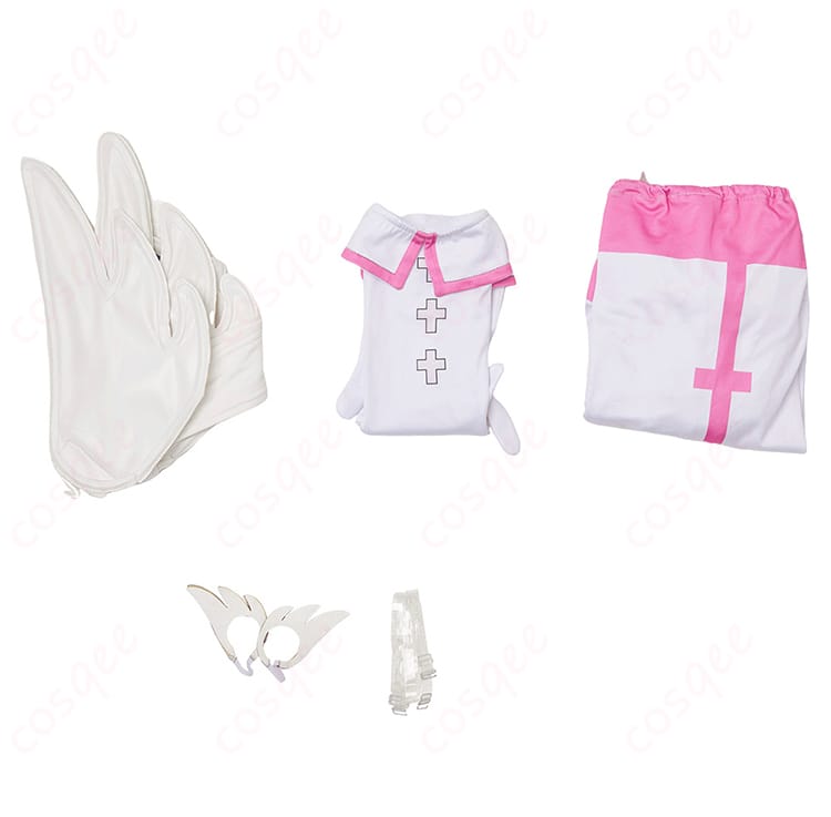 2.5次元の誘惑 コスプレ衣装 セット内容の展示写真。衣装一式がすべて含まれていることがわかります。