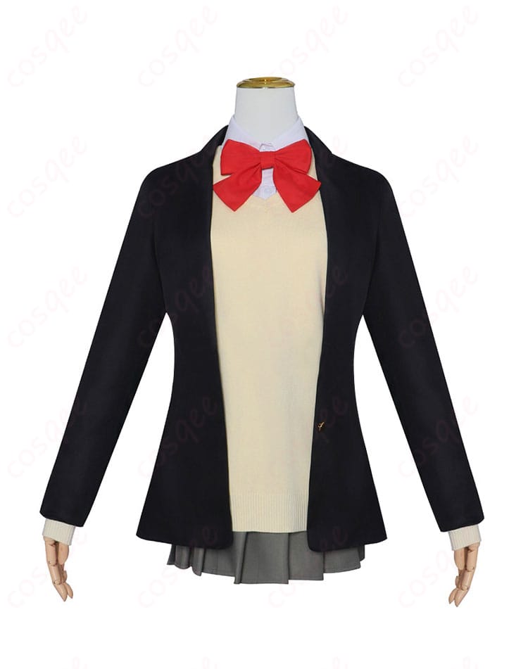 橘美花莉 制服コスプレ衣装の正面全景。シャープなラインと細部にこだわった仕上がりが特徴です。