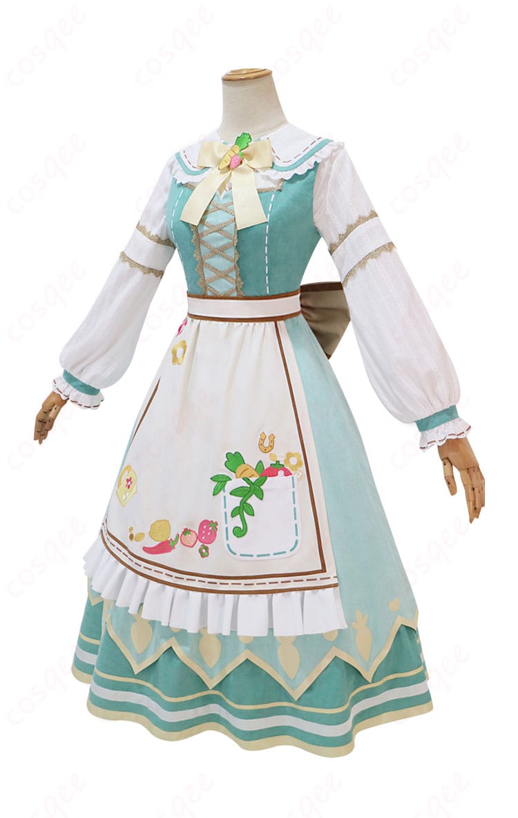 ライスシャワーコスプレ衣装の左側画像 - 左側から見たライスシャワーコスプレ衣装のディテール。