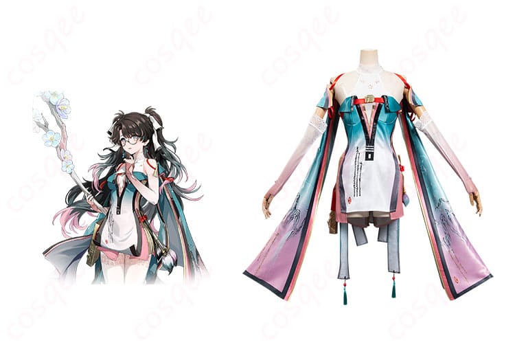 鳴潮折枝(オリエ)コスプレ衣装の正面とキャラクターを組み合わせた画像 – 作品の魅力を引き立てるディテール。