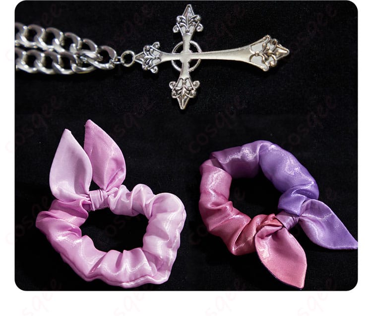 アクセサリーのヘアピンとネックレスのディテール – 鏡音リン コスプレ衣装の小物