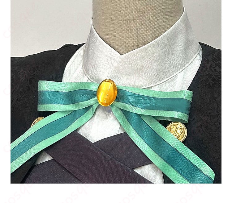 雪 シュエ メイド服の領結の装飾細部、洗練されたデザイン。