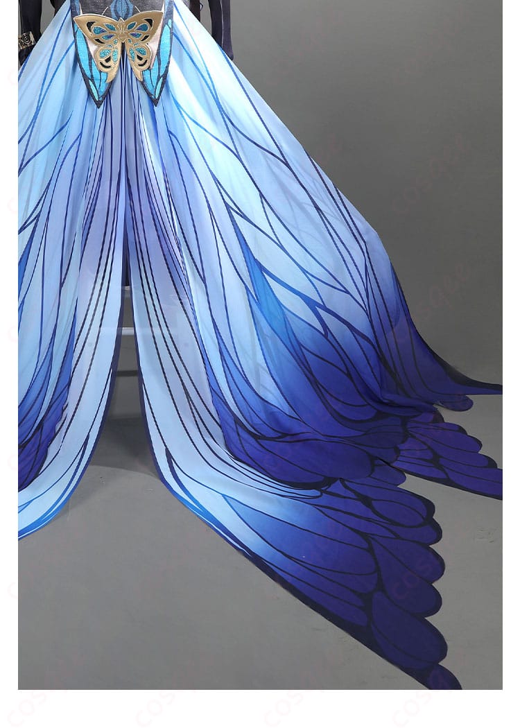 スカートの背面、蝶形の装飾が特徴的なディテール。