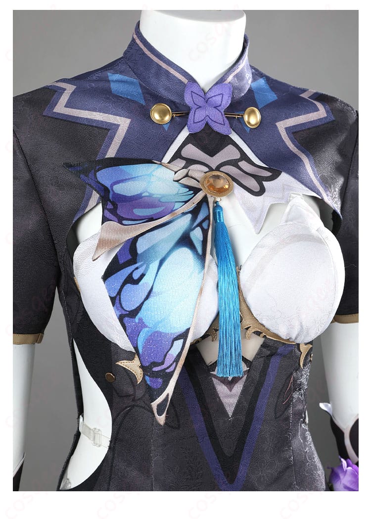 アポニア コスプレ衣装の上衣部分の装飾の詳細。精密な刺繍とディテールが魅力。