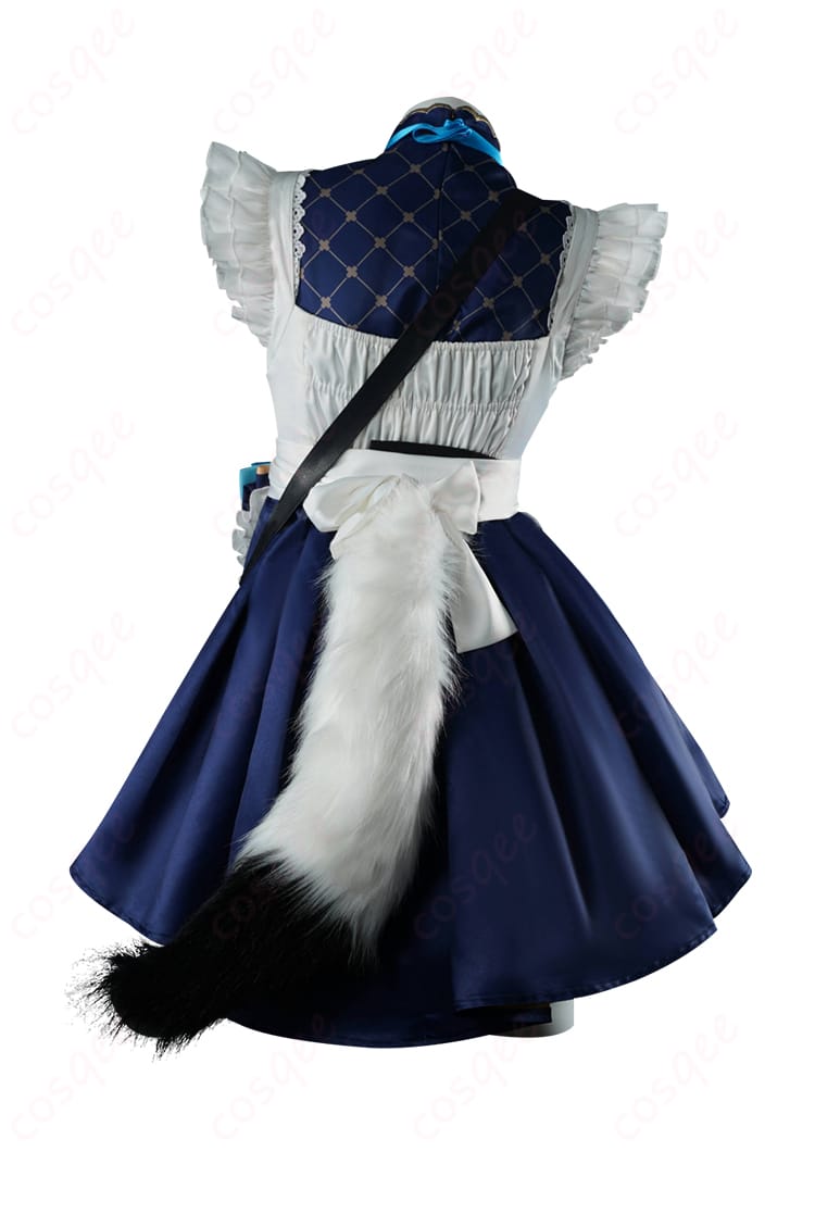 白上フブキ コスプレ衣装の背面画像。後ろ姿から見たレトロ喫茶衣装の美しいデザイン。