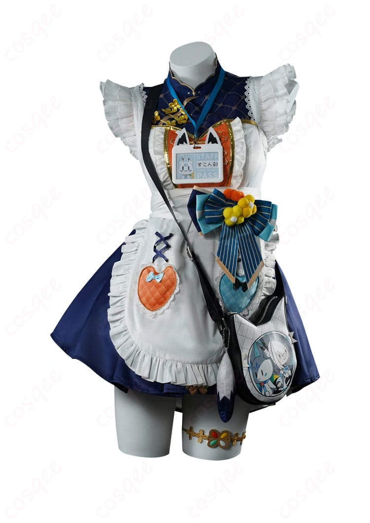 白上フブキ コスプレ衣装の正面画像。レトロ喫茶衣装の詳細なデザインが見える正面ビュー。