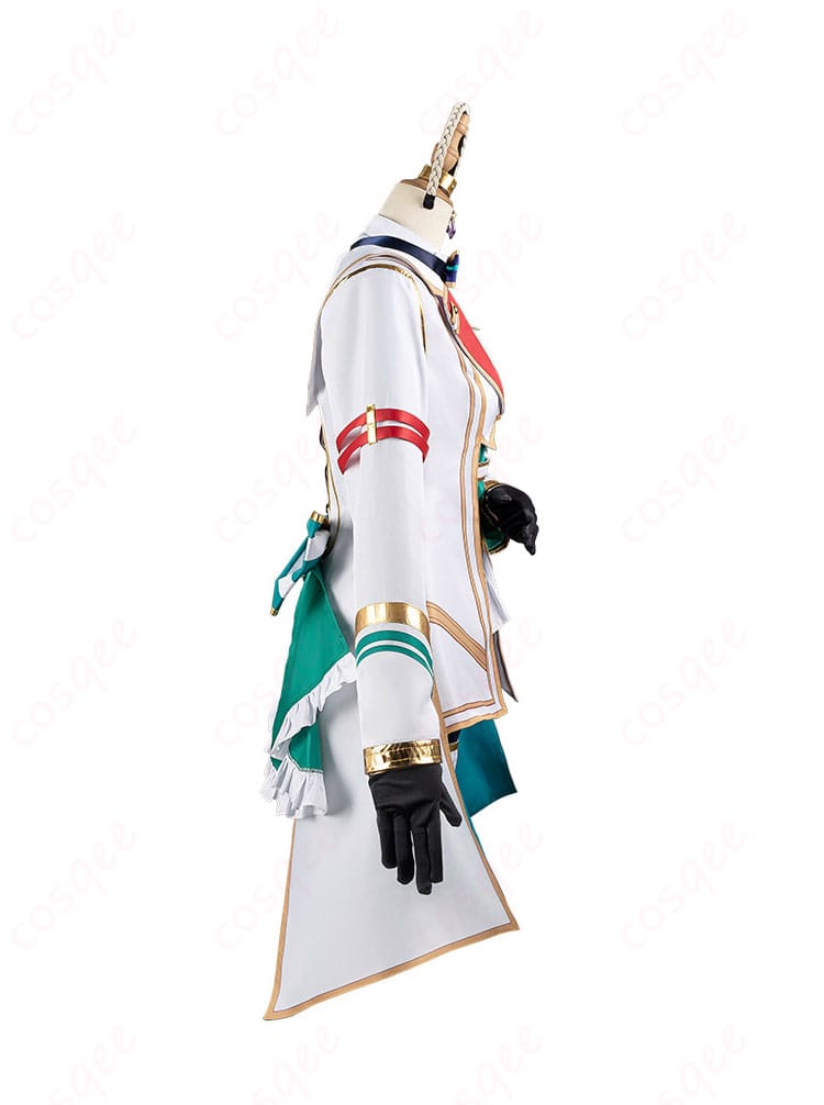 シーザリオ コスプレ衣装の右側のディテール写真。リボンや飾りチェーンなどの特徴的なデザインが見られます。