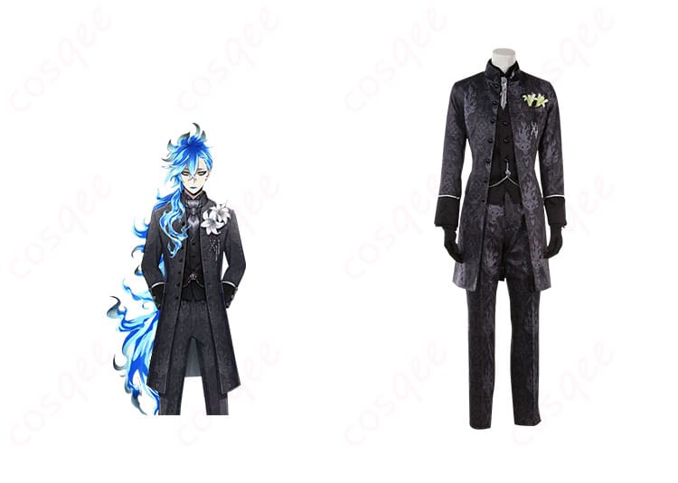 商品正面とイデア・シュラウドのキャラクターを組み合わせたコスプレ衣装の画像。忠実なデザイン、ディズニーツイステの世界観を再現。