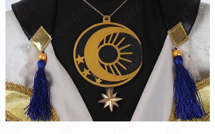 ツイステ デュース・スペード コスプレ衣装 星送りの衣 ネックレスと流苏の装飾。魅力的なアクセサリーが全体のコスプレを引き立てます。