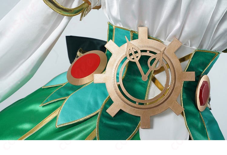 ホロライブ セシリア・イマーグリーン コスプレ衣装 腰回りの装飾ディテール。美しいコルセットベルトを確認。