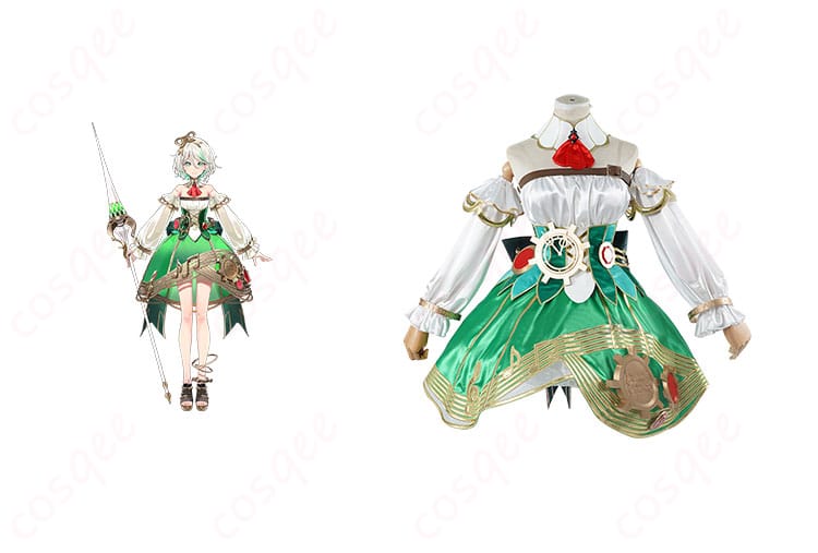 ホロライブ セシリア・イマーグリーン コスプレ衣装 商品正面とキャラクターの画像。高忠実再現の衣装をチェック!