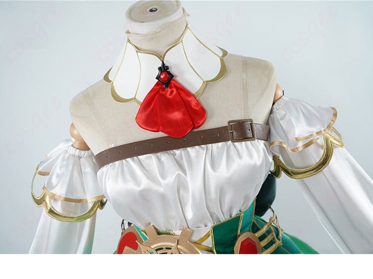 セシリア・イマーグリーン コスプレ衣装 颈飾りとリボンのディテール。細かい装飾まで完璧に再現。