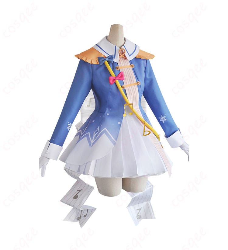 雪ミク 初音ミク コスプレ衣装 側面画像、衣装のディテールがよく見える角度。