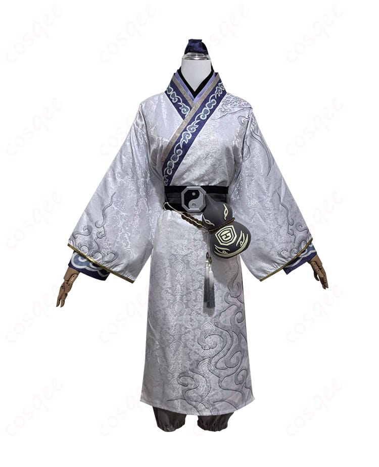 白無常(謝必安)のコスプレ衣装の正面写真。ディテールまで再現されたデザインが特徴。コスプレ衣装通販での購入を検討中の方に最適。