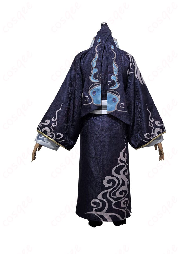 黒無常(范無咎)コスプレ衣装 『陰陽司公』 の背面写真、リアルなバックデザインを強調。