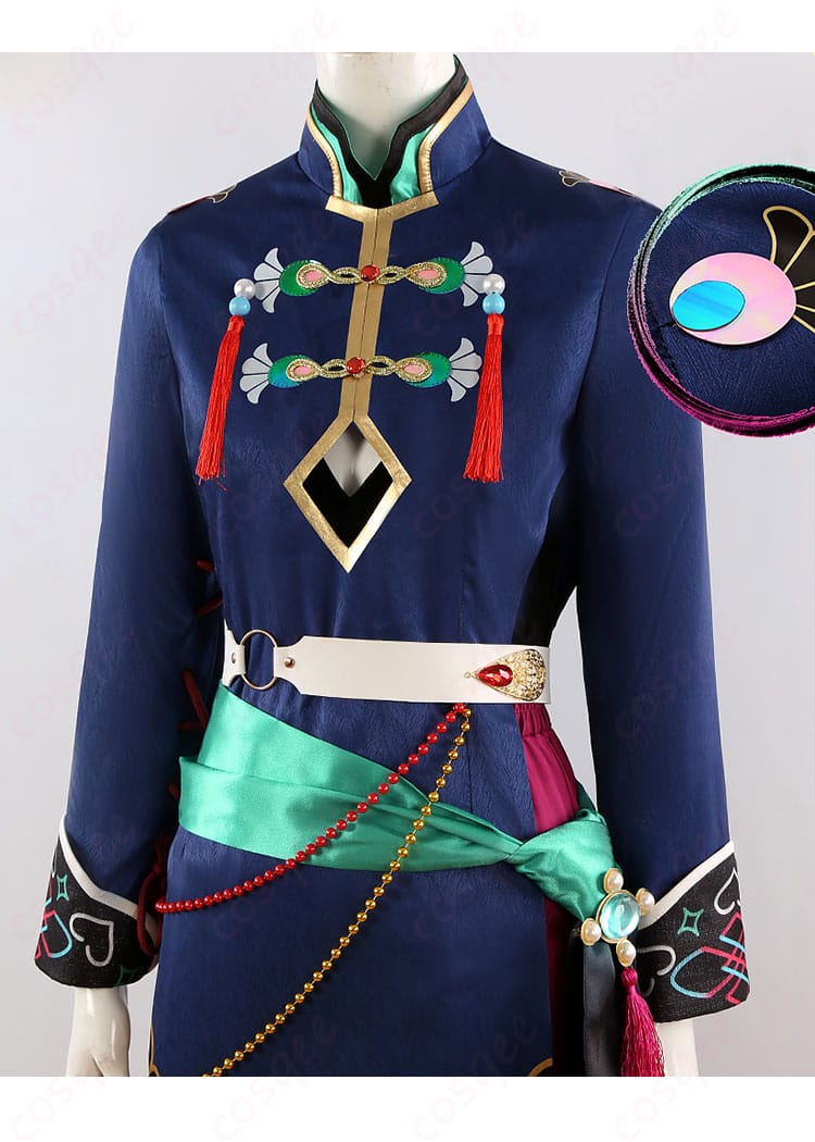 七種茨のコスプレ衣装の肩部分の装飾細部。高い精度で再現されたキャラクターの特徴的なディテール。