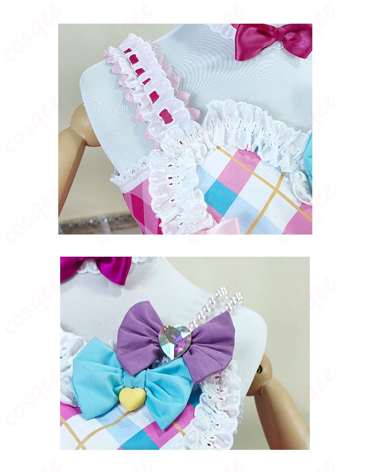 虹野ゆめ コスプレ衣装 ドレス 肩部装飾のアップ。精緻な刺繍と美しいデザイン。