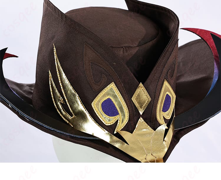 チャスカコスプレ衣装の帽子の装飾ディテール。華やかなデザイン。