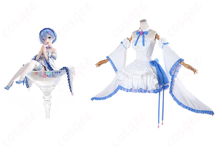 レム コスプレ衣装とアニメキャラクターのコラボ写真