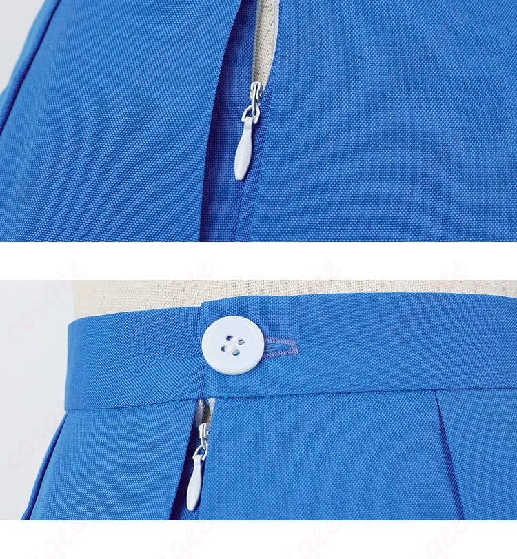 ルーシィ・ハートフィリア コスプレ衣装のスカートのボタンと衣装チェーン装飾ディテール【細部まで丁寧に再現】