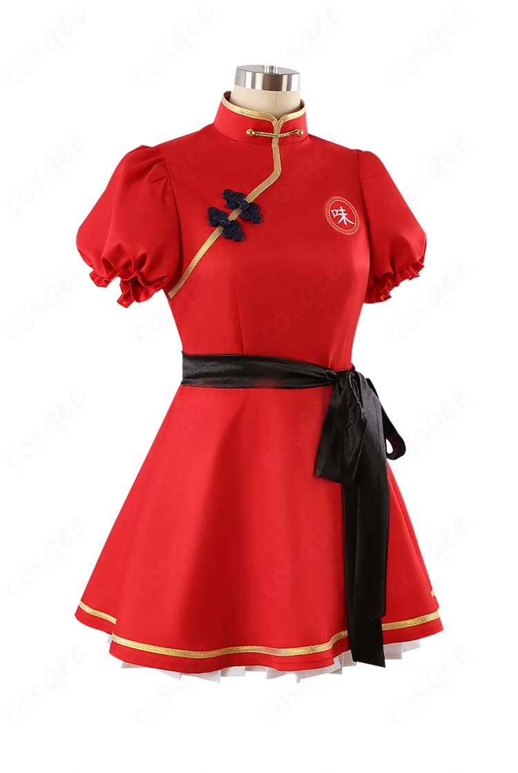 商品右側のコスプレ衣装、朱城ルミの幼女バージョンの衣装の横からのビュー。