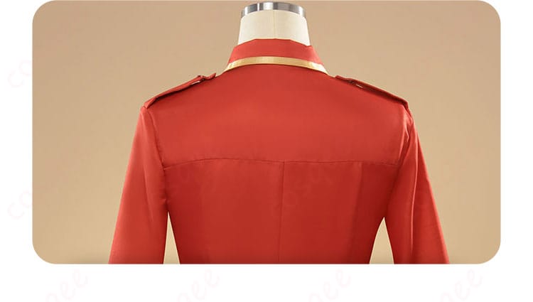 服の背面装飾細部、ジル・サーヴェルのコスプレ衣装の背面に施された精巧なディテール。