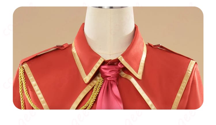 服の襟の装飾細部、ジル・サーヴェルのコスプレ衣装の精巧な襟のデザイン。