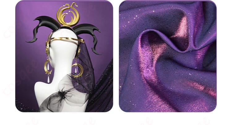 服装の頭飾り背面ディテール、祭司コスプレ衣装