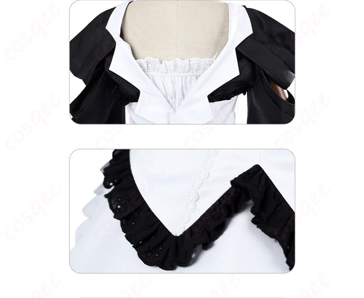 鮎沢美咲メイド服の襟とスカートのデザイン