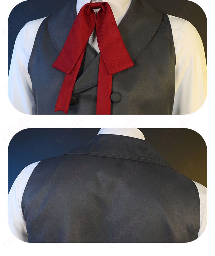 服装のリボンと背面装飾の詳細画像。アーカードの衣装背面のリボン装飾を強調した画像。