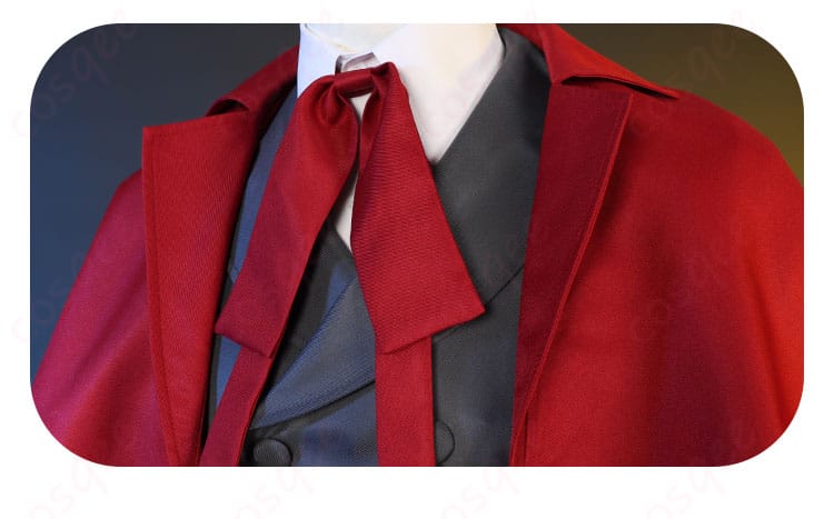 衣領、リボン装飾の詳細画像。アーカードの制服に欠かせないリボンと襟のデザインを強調。