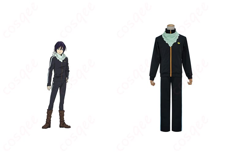 ノラガミ 夜ト コスプレ衣装 正面とキャラクターとの組み合わせ。忠実再現されたデザインで、イベントや撮影に最適です。