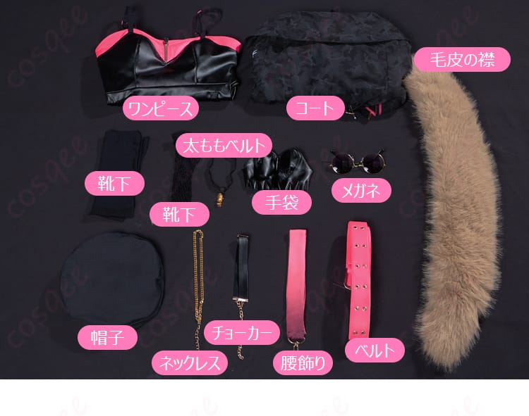 セット内容すべてを表示した画像、コスプレ衣装の全てが確認できる。