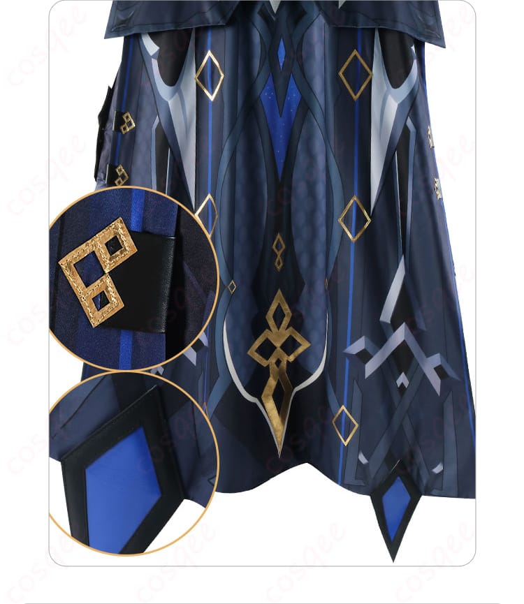 カピターノ コスプレ衣装の衣摆装飾の詳細。衣装の裾部分に施されたディテールが非常に精巧で、美しい仕上がりです。