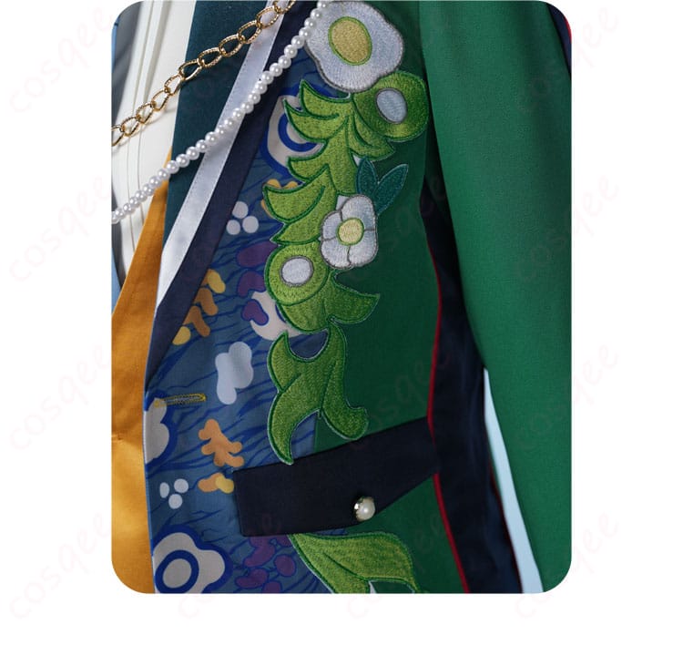 Edenコスプレ衣装の左側衣襟装飾詳細、乱凪砂・巴日和・漣ジュン