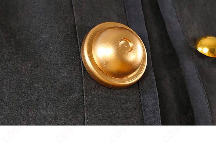 Fate/Grand Order 岸波白野(ザビ男) コスプレ衣装の門襟装飾。精緻なデザインとディテールを強調した画像です。