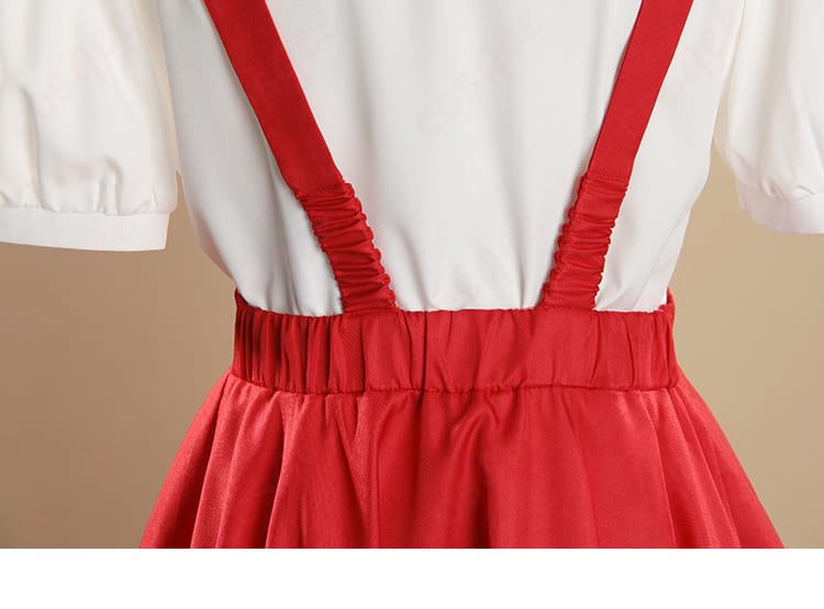 さくらももこ コスプレ衣装のスカートと背帯部分の装飾ディテール。細かな刺繍とデザインが特徴です。